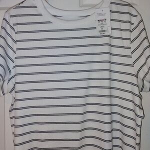 NWT Sonoma White and Black Striped Blouse 2X PTP 22"